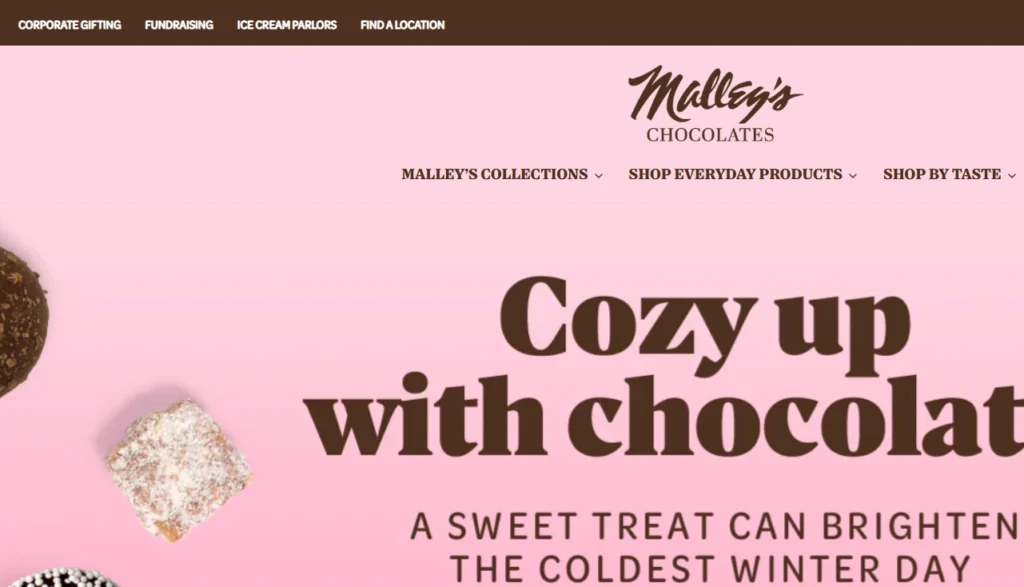 Malley's, one of the Shopify bakery websites