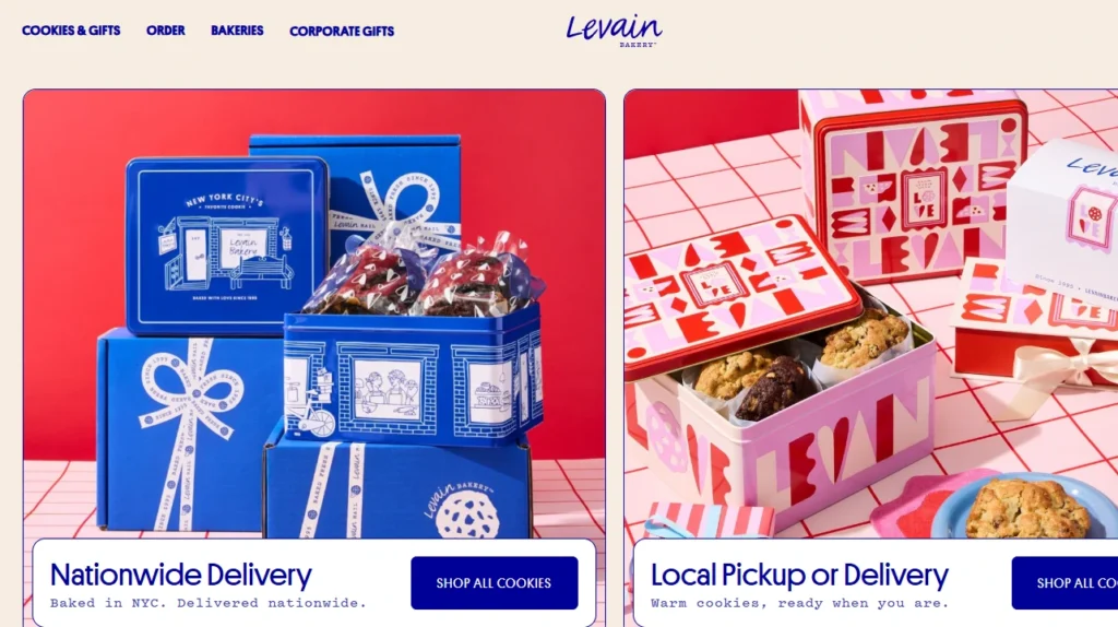 Levain Bakery, one of the Shopify bakery websites Levain Bakery, one of the Shopify bakery websites