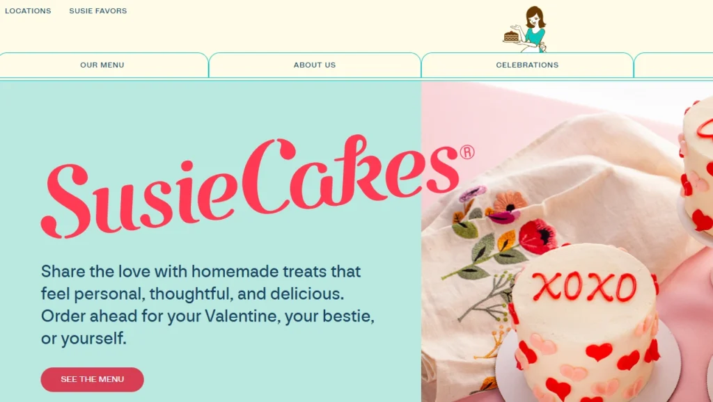 Susie Cakes, one of the Shopify bakery websites Susie Cakes, one of the Shopify bakery websites