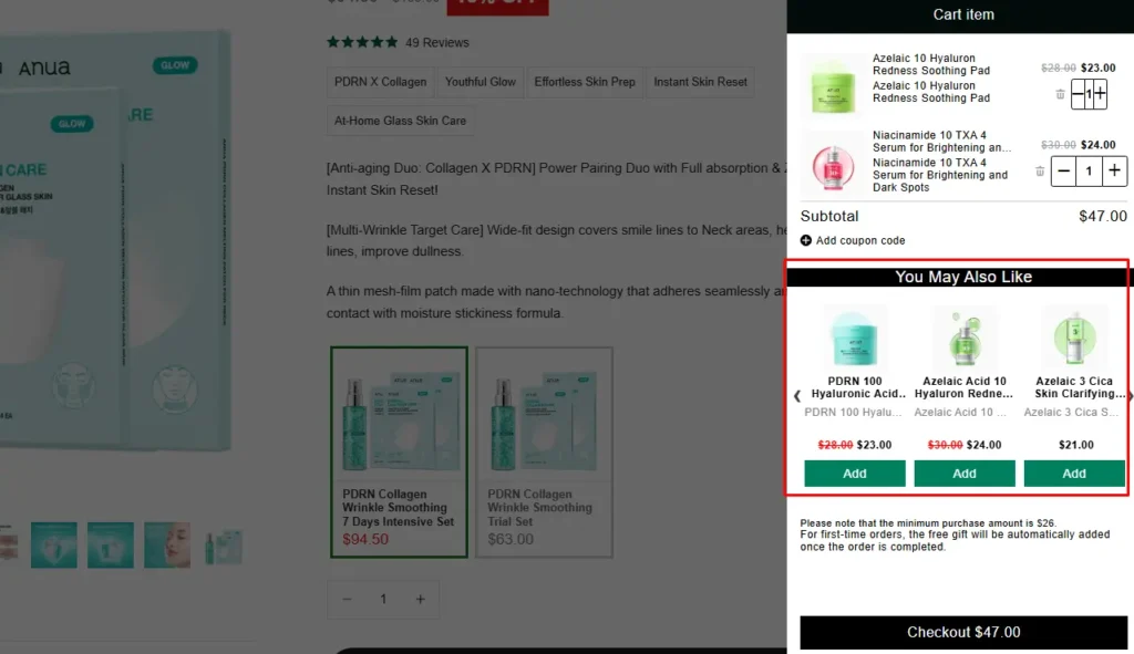 Anua is a Shopify beauty store that is using iCart Anua is a Shopify beauty store that is using iCart