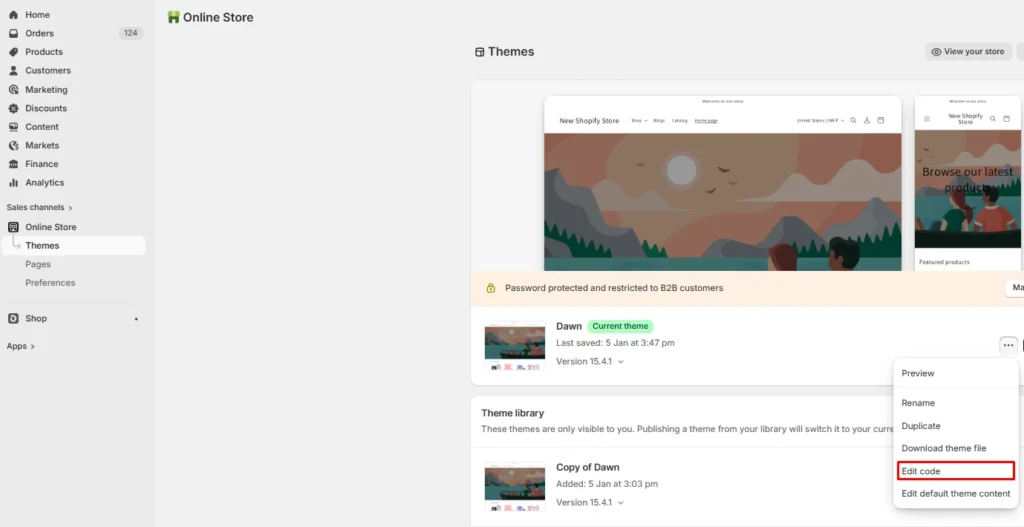 Edit your Shopify Theme Edit your Shopify Theme