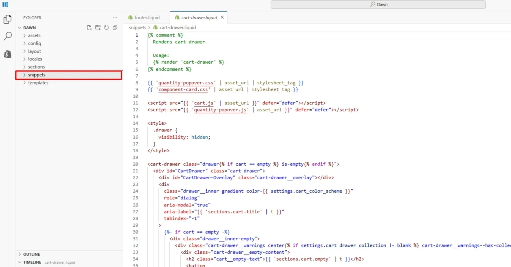 Locate files for the Shopify cart icon Locate files for the Shopify cart icon