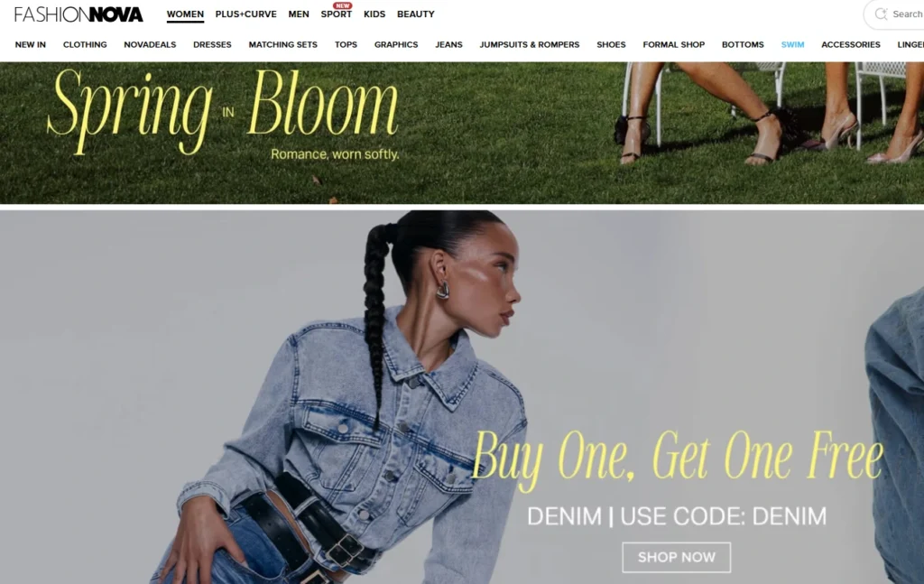 Fashion Nova's homepage showing offers Fashion Nova's homepage showing offers
