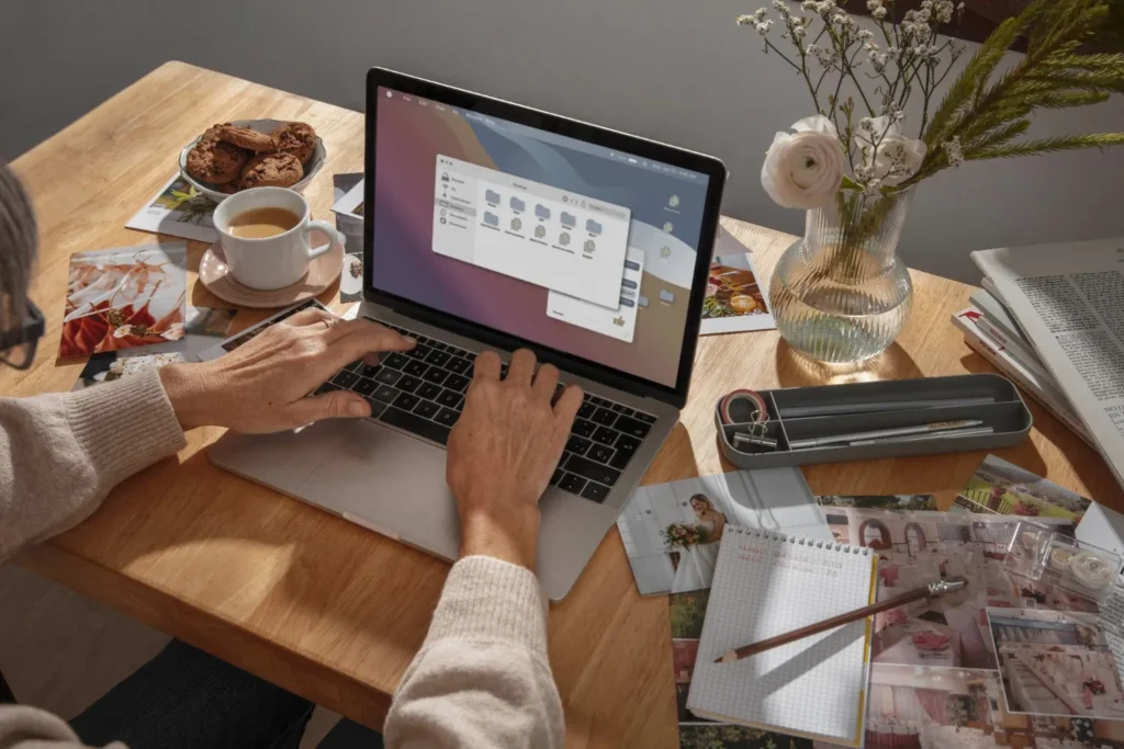 Freelancer working on a store Freelancer working on a store