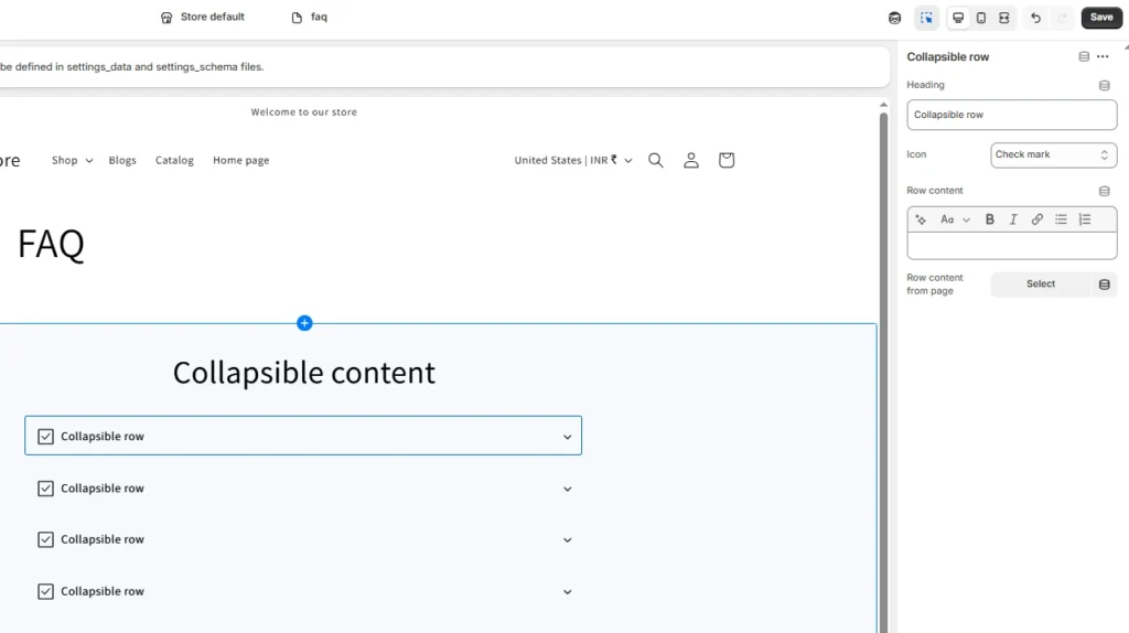 Create a collapsible row for FAQs Create a collapsible row for FAQs