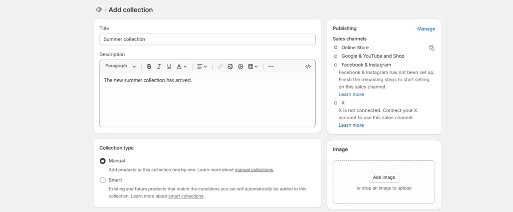 Edit your collections page Edit your collections page