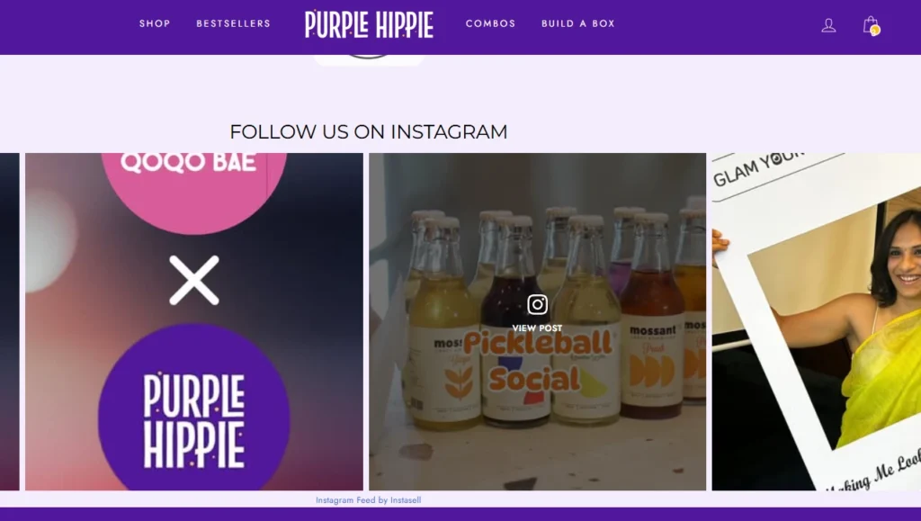 Instagram feed section of store Purple Hippie Instagram feed section of store Purple Hippie
