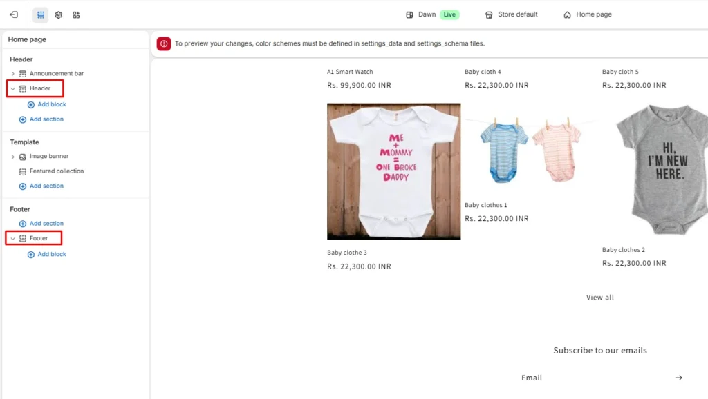 Header and footer section of theme Header and footer section of theme