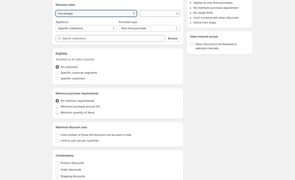 Values and rules of creating a discount in Shopify Values and rules of creating a discount in Shopify