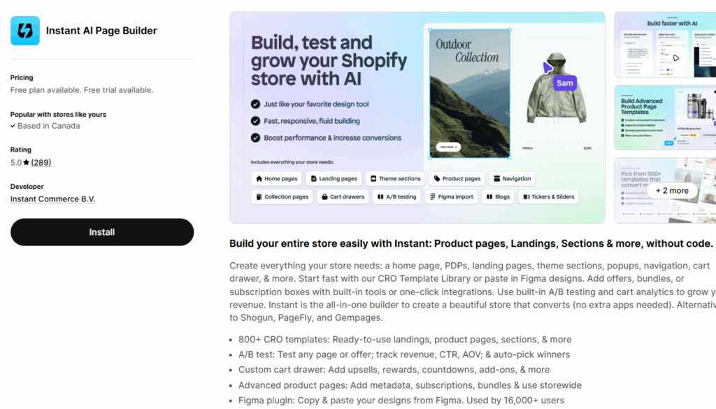 Instant AI Page Builder, a Shopify AI store builder app Instant AI Page Builder, a Shopify AI store builder app