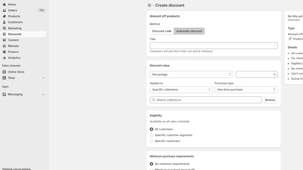 Select “Automatic discount” as the method