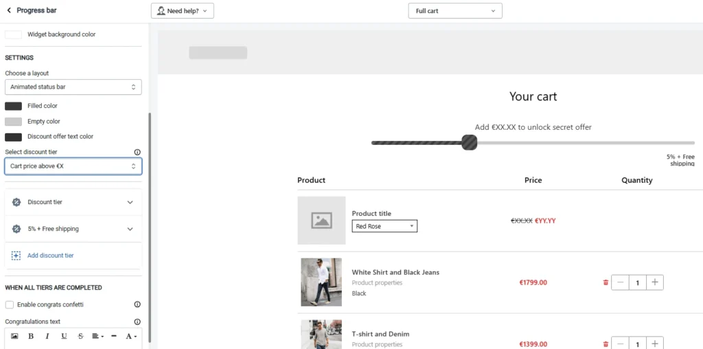 A discount tier option in iCart app A discount tier option in iCart app