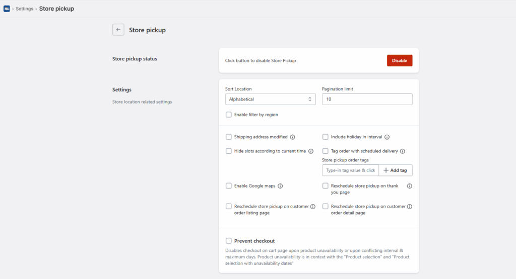 store pickup option in Stellar Enable store pickup option