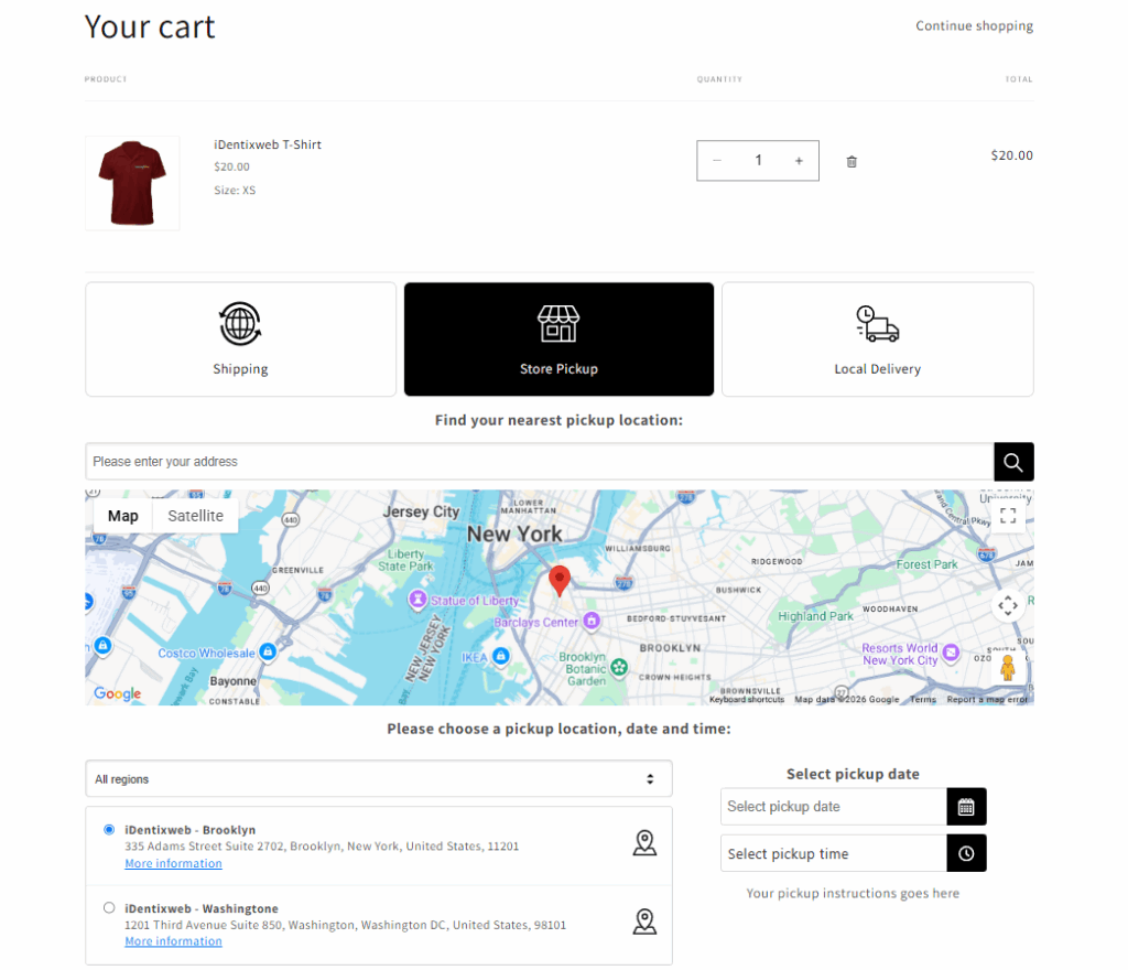 Storefront view of Store pickup option Storefront view of Store pickup option