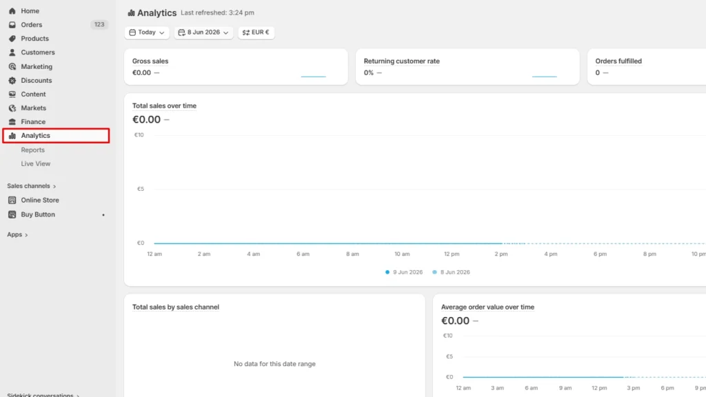 The Analytics section in the admin panel The Analytics section in the admin panel