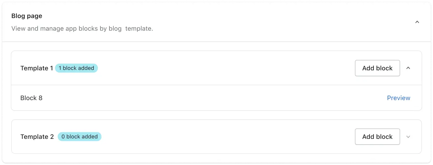 Blog page - App block