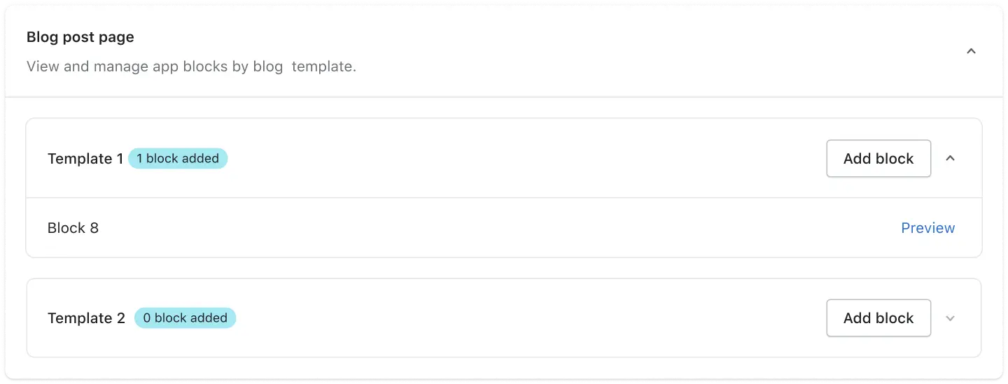 Blog post page - App block