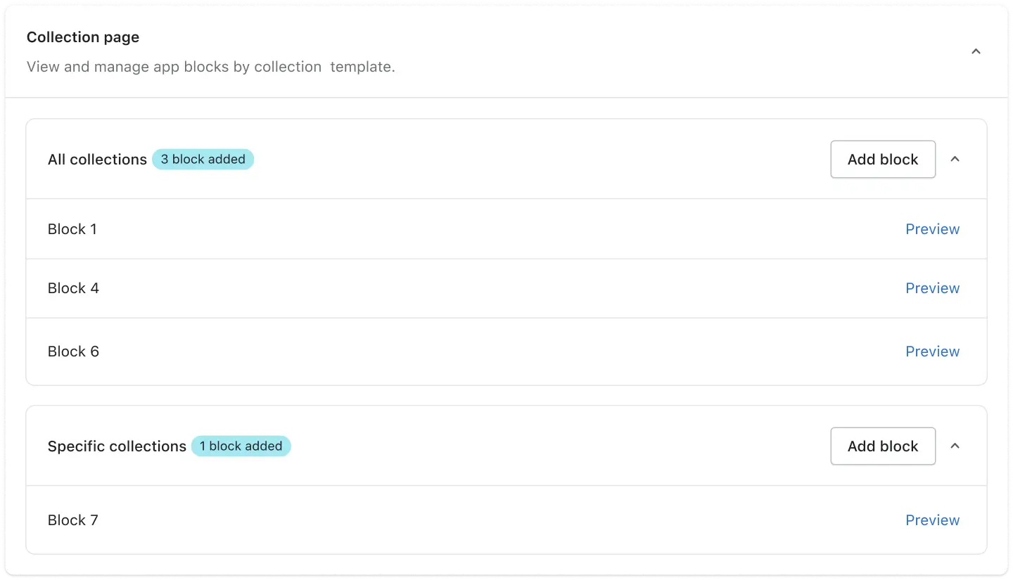 Collection page - App block