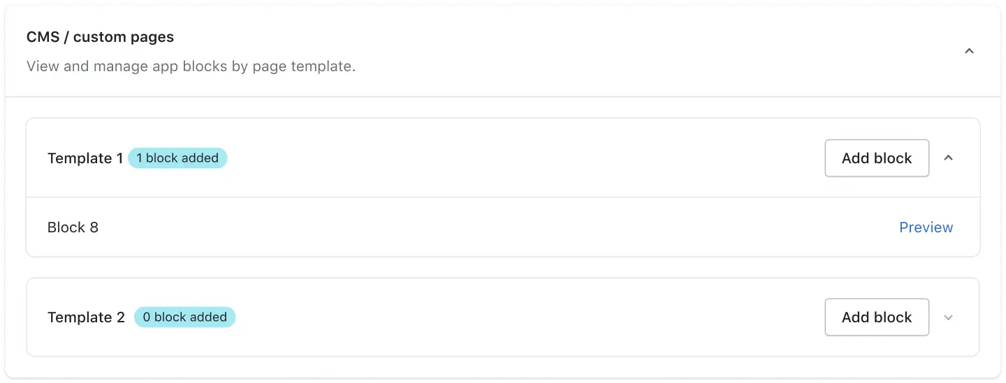 Custom page - App block