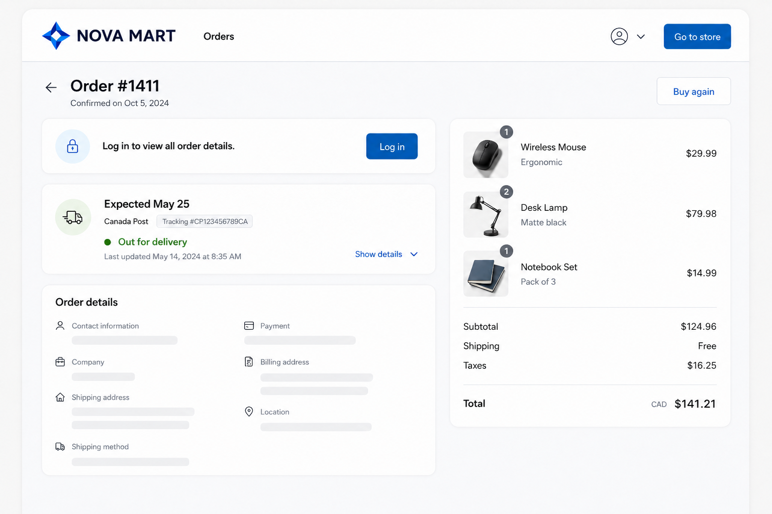 shopify order status page