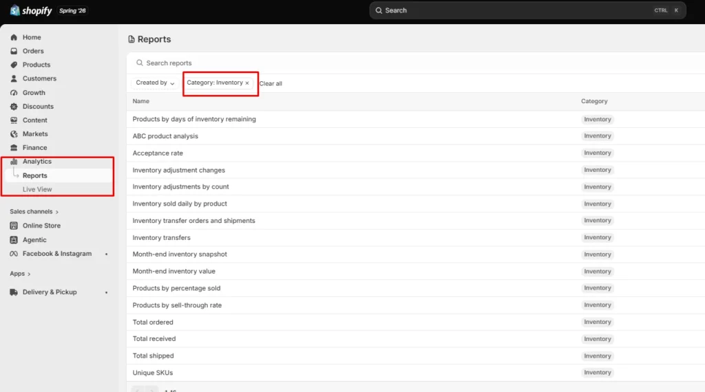 Shopify inventory reports Shopify inventory reports