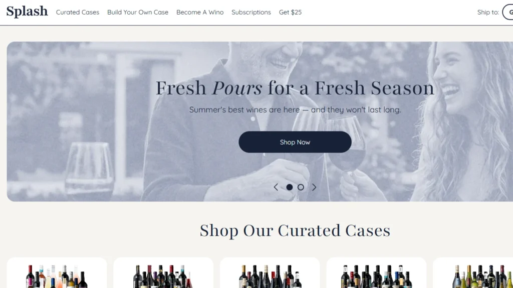 Splash wines Shopify store Splash wines Shopify store