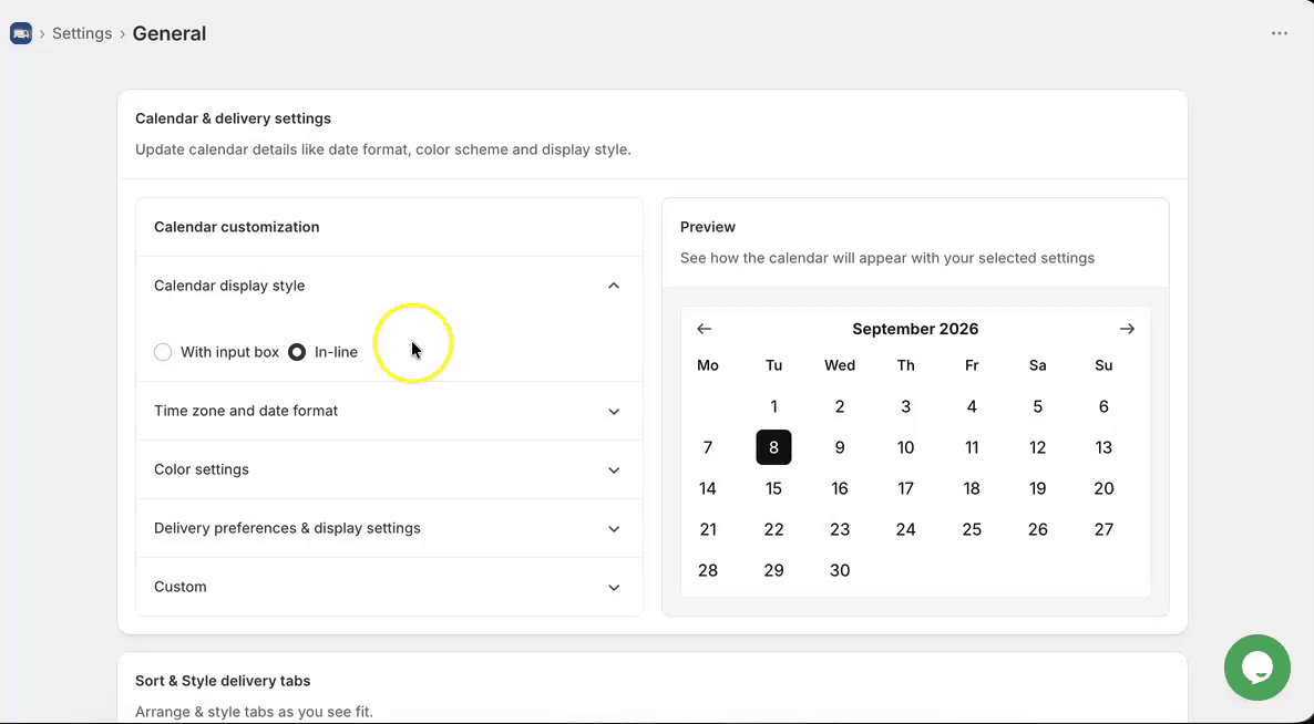 Calendar style - With input box