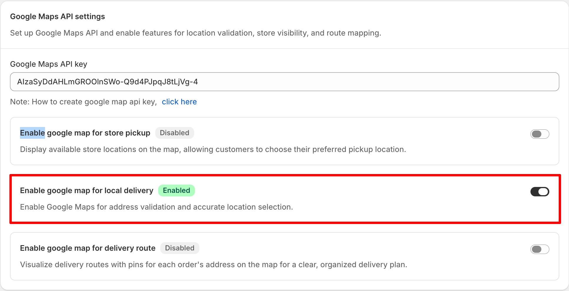 Enable google map for local delivery