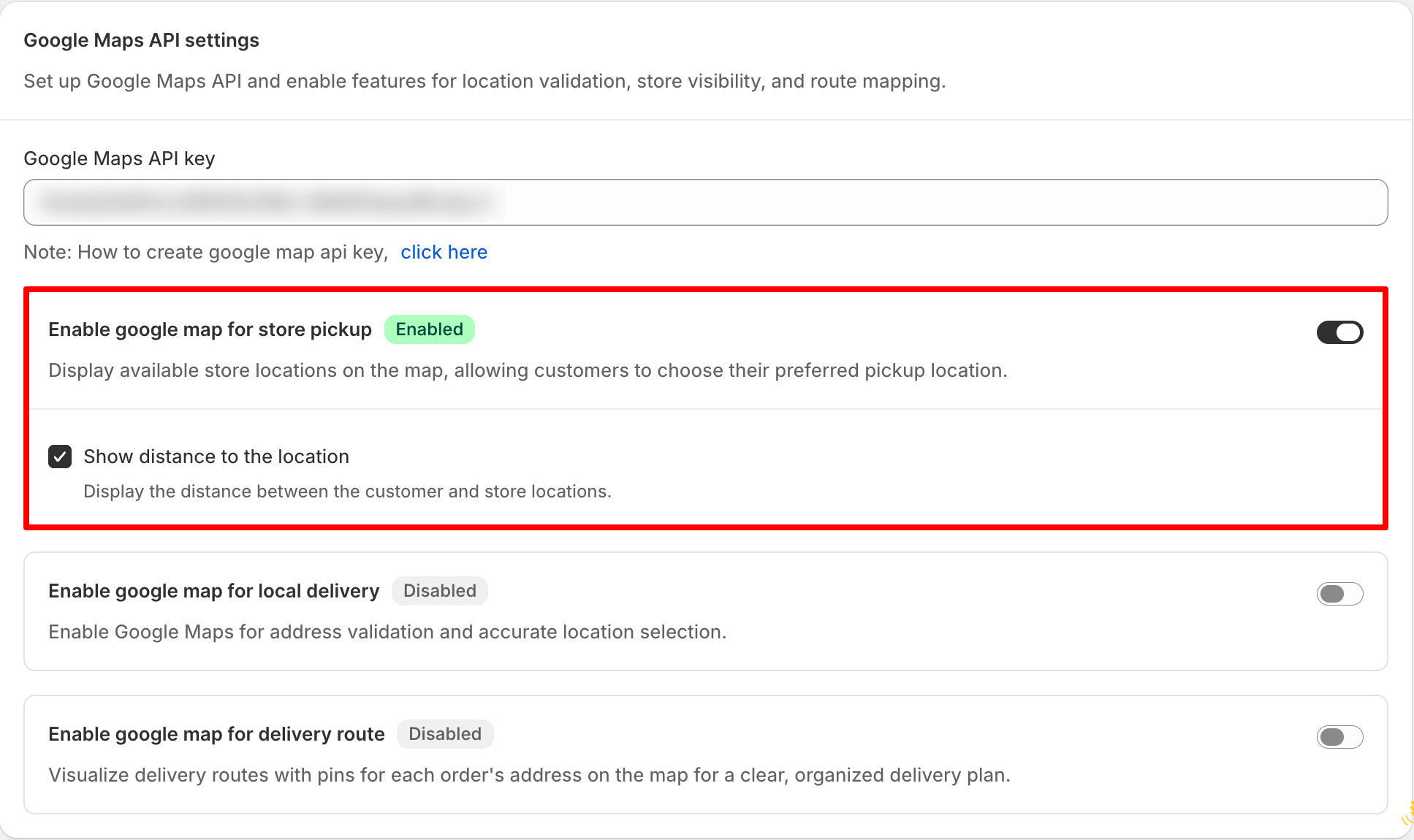 Enable google map for store pickup
