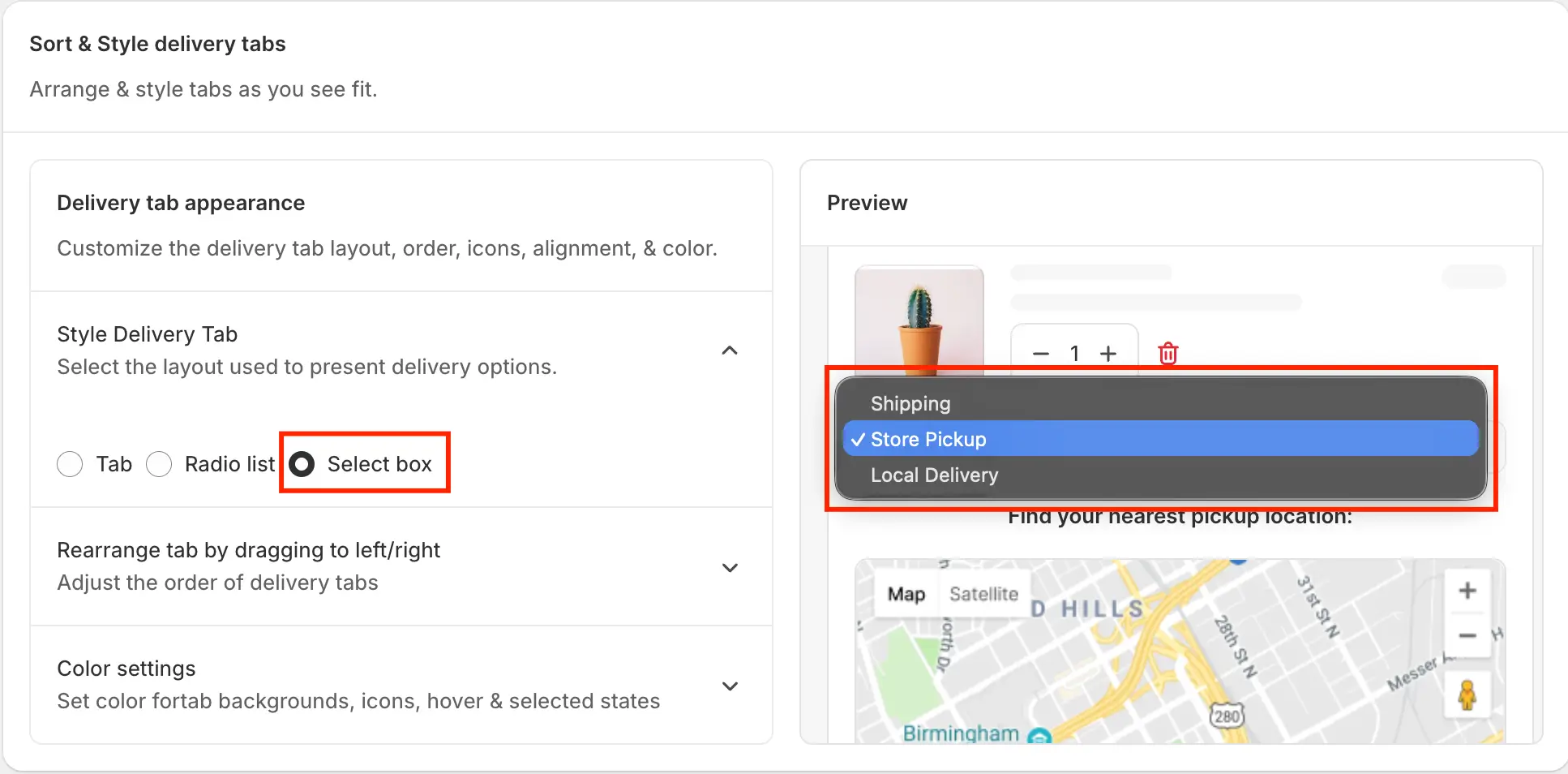 Sort & style - Select box
